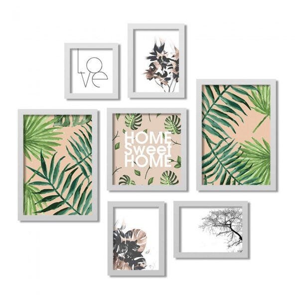 Conjunto 7 Quadros Decorativos Folhagens Home Sweet Home Los Quadros - 1
