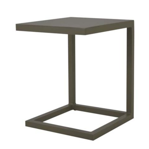 Mesa Lateral em C Tampo Liso Chapa de Alumínio - Preto