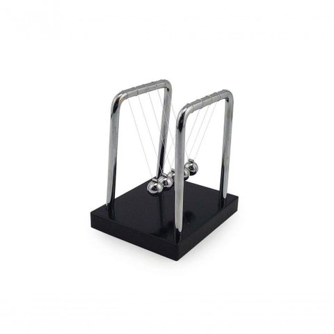 Pêndulo de Newton C Base Preta Suporte Metal Enfeite para Decoração de Mesa Escritório Sala