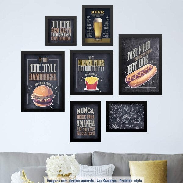 Conjunto 7 Quadros Decorativos Home Style Hamburguer Los Quadros - 2
