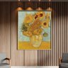 Quadro Decorativo Tela Canvas Abstrato Doze Girassóis Numa Jarra - Van Gogh com Moldura Dourada - 20 - 2
