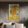 Quadro Decorativo Tela Canvas Abstrato Doze Girassóis Numa Jarra - Van Gogh com Moldura Dourada - 20 - 1