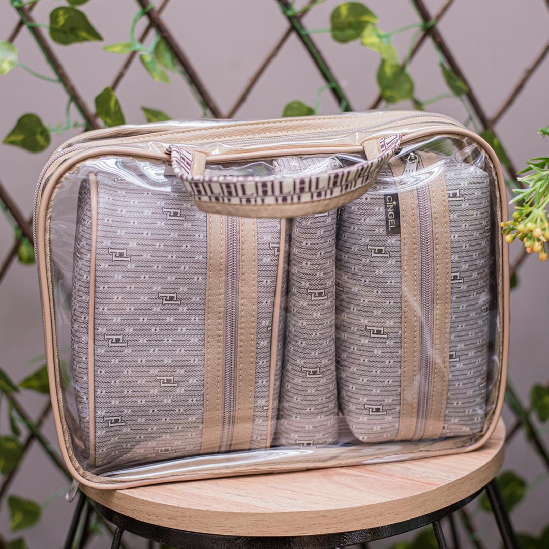 Frasqueira Transparente com 3 Necessaires Cingel | MadeiraMadeira