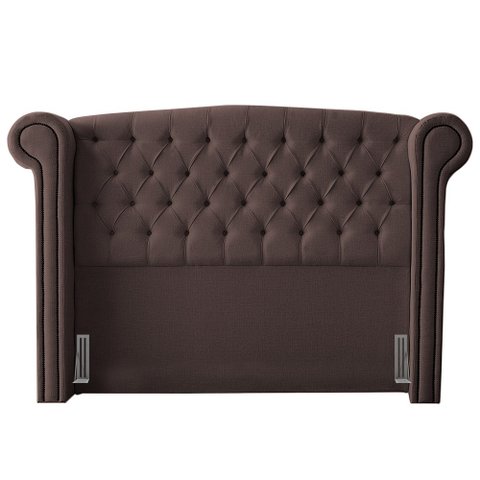 Cabeceira Cama Box Casal Adelle 140cm Com Frame Veludo Marrom - Desk Design