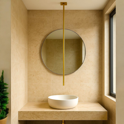 Torneira para Banheiro de Teto | Inox 100% | Dourado | 1,50m