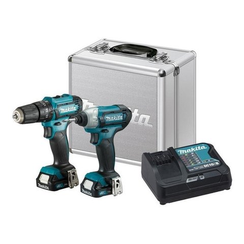 Kit Clx228sax Furad/paraf Hp333d Chave Impacto Td110d Makita Cor Azul-turquesa 110v/220v