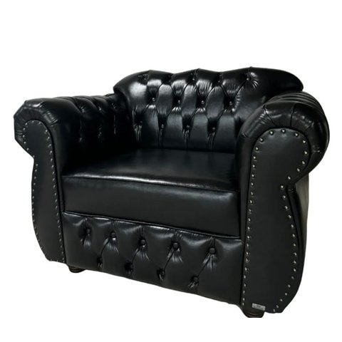 1 Poltrona Chesterfield Capitone Imperatriz - Corano Preto / Sala - Barbearia - Decoracao - Tv - Rec