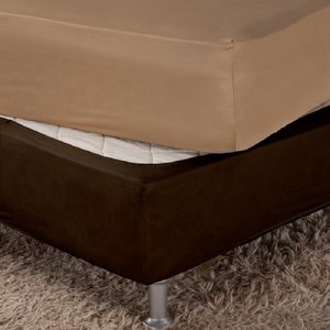 Saia Box Fit Cama de Casal Capa com Elástico Malha Helanca Se Ajusta Ao Box 1 Pç:marrom