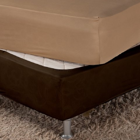 Saia Box Fit Cama de Casal Capa com Elástico Malha Helanca Se Ajusta Ao Box 1 Pç:marrom