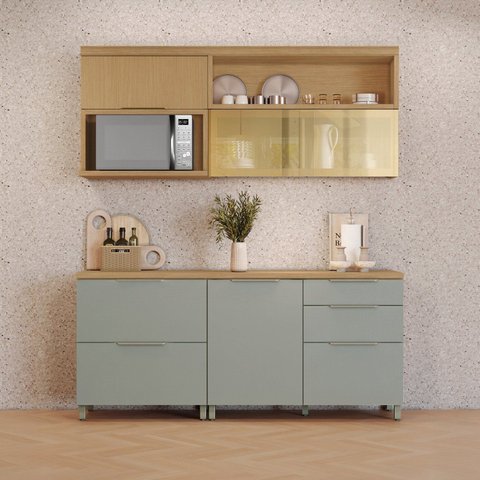 Cozinha Modulada 4 Peças Ripado 100% MDF Marquesa