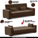 Ver imagem 3 de Sofá Cama Decorativo 210cm Beesley Suede Marrom - Gran Belo