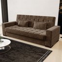 Ver imagem 2 de Sofá Cama Decorativo 210cm Beesley Suede Marrom - Gran Belo