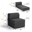 Ver imagem 3 de Poltrona Cama Adele 0,66m Linho Rústico Grafite Dobrável - King House