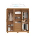 Ver imagem 7 de Guarda Roupa Casal com Espelho 6 Portas 3 Gavetas em MDF Select Freijó Trend Marrom