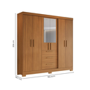 Ver imagem 4 de Guarda Roupa Casal com Espelho 6 Portas 3 Gavetas em MDF Select Freijó Trend Marrom