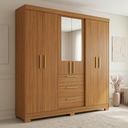 Ver imagem 1 de Guarda Roupa Casal com Espelho 6 Portas 3 Gavetas em MDF Select Freijó Trend Marrom