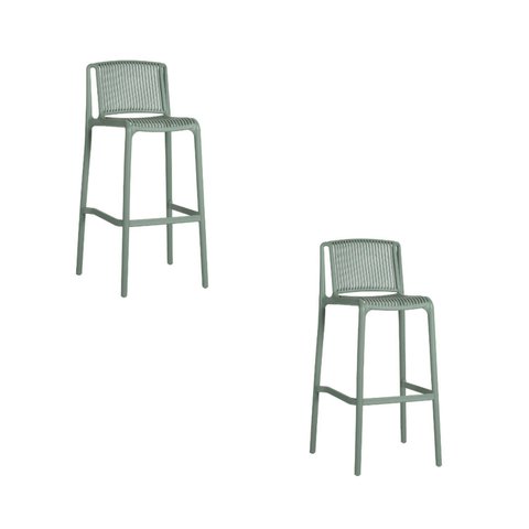 Kit com 2 Banquetas Floripa em Polipropileno - Cor Verde Aloe
