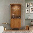Ver imagem 1 de Cristaleira 4 Portas Nicho Adega 100% MDF Vidro e LED Vicenza Cinamomo