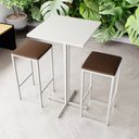 Ver imagem 1 de Conjunto Mesa Alta Bar Bistrô Quadrada Branca 2 Bancos Estofado Don Castro Decor