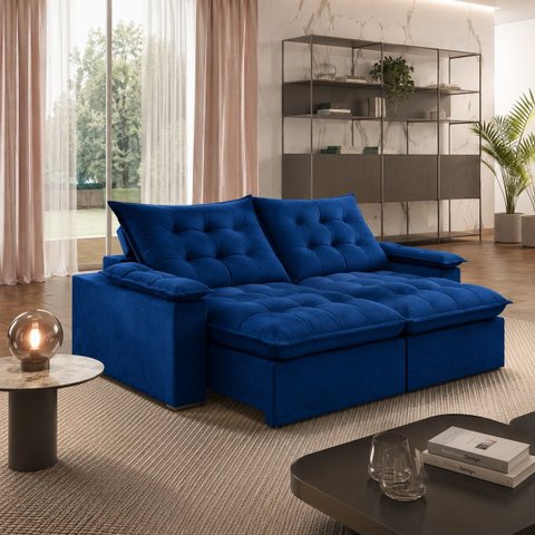 Sofá Liberty Retrátil e Reclinável 240m - Azul