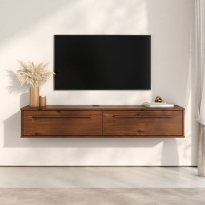 Rack Sala de Parede Suspenso 145 Cm Tv 55 Madeira Castanho Tecca Idimex