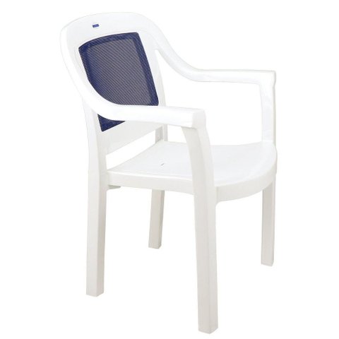 Cadeira Tramontina Miami Polipropileno Branco Tela Azul Escuro Tramontina