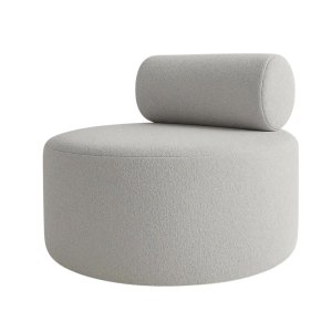 Poltrona Puff Decorativo Orgânica Recepção Sala de Estar Luxo Boucle Cinza