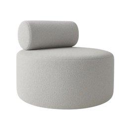 Poltrona Puff Decorativo Orgânica Recepção Sala de Estar Luxo Boucle Cinza - 5