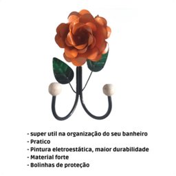 Cabide de 2 Ganchos em Ferro / Porta Toalha 2 Ganchos em Ferro / Varias Cores:laranja - 3