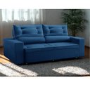 Ver imagem 1 de Sofá Retrátil e Reclinável 3 Lugares com Molas 1,80m Lisboa Suede Azul Mirra Decor