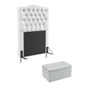 Ver imagem 1 de Kit Cabeceira Decorativa Para Cama Box Pollux e Calçadeira Sagitarius 90 Solteiro Couro Artificial B