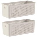 Ver imagem 1 de Kit com 2 Caixas Organizadoras Multiuso Retangular 33x15x13cm Perfurações 6,6l Bege Flow