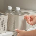 Ver imagem 3 de Kit com 2 Caixas Organizadoras Multiuso Retangular 33x15x13cm Perfurações 6,6l Bege Flow