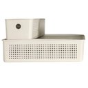 Ver imagem 7 de Kit com 2 Caixas Organizadoras Multiuso Retangular 33x15x13cm Perfurações 6,6l Bege Flow