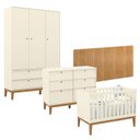 Ver imagem 1 de Quarto de Bebê Unique 3 Portas com Cômoda 6 Gavetas e Painel Farm Off White Eco Wood - Matic