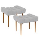 Ver imagem 1 de Kit 02 Puffs Decorativo Para Sala De Estar Requinte L02 Linho Cinza - Lyam Decor