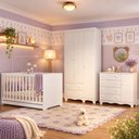 Ver imagem 1 de Quarto de Bebê Completo com Berço Americano 3 em 1 p/Colchão 130x70cm Flor Multimóveis MP4935