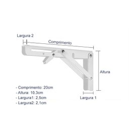 Suporte Mão Francesa Inox Dobrável Retrátil Reforçada 20cm - 2