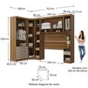 Ver imagem 4 de Quarto Modulado Queen de Canto com Guarda-roupas Maleiro e Cabeceira Paris Master Luciane Móveis