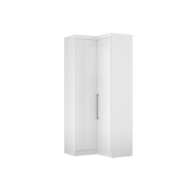 Módulo de Quarto Solteiro Armário Canto Reto Móna c/ 2 Portas Branco - Demóbile