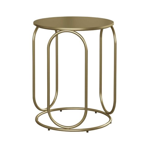 Base Mesa Omega Aço Carbono para Tampo Madeira ou Vidro Dourado Light