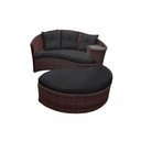 Ver imagem 1 de Chaise Orbit com Puff - Tecido Duna Preto