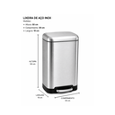 Ver imagem 3 de Lixeira Inox c/ Pedal Nexos 20L - Levo Levo Inox