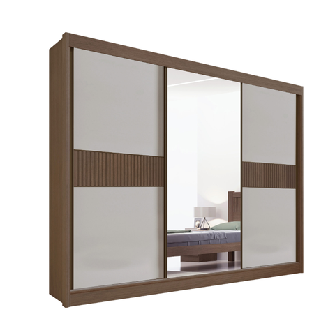 Guarda Roupa Los Angeles Ripado 100%MDF Castanho/Off - D Doro