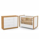 Ver imagem 1 de Jogo de Quarto Infantil Tutto New com Berço e Cômoda 1 Porta Branco Soft/Freijó - Matic Móveis