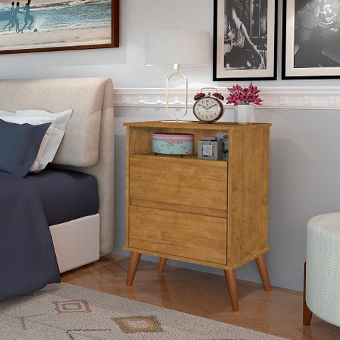 Mesa Cabeceira Onix Cor:Ipê Mizza Decor