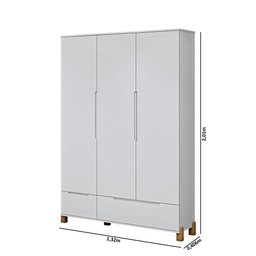 Guarda Roupa Infantil Melina 3 Portas Branco Móveis Estrela - 4