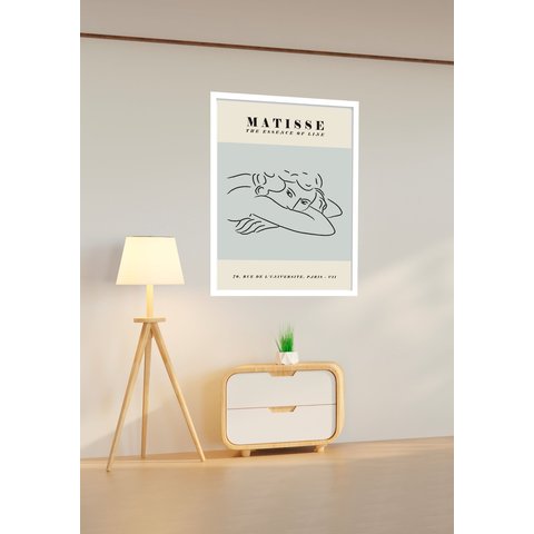Quadro Decorativo Matisse Mulher Linhas - 70x50cm:moldura Branca