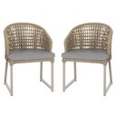 Ver imagem 1 de 2 Cadeira Noronha Aluminio Micro Pintura Champanhe, Tr. Telinha Corda Nautica Rami, Estofado -