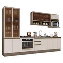 Ver imagem 1 de Cozinha Completa 7 Peças Connect Duna/Cristal com Cristaleira e Rodapé - Móveis Henn Duna/Cristal